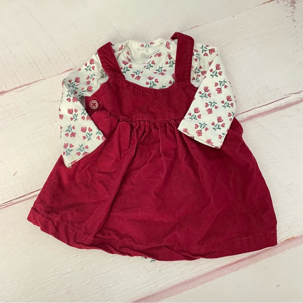 Christmas Corduroy Dress with Floral Top